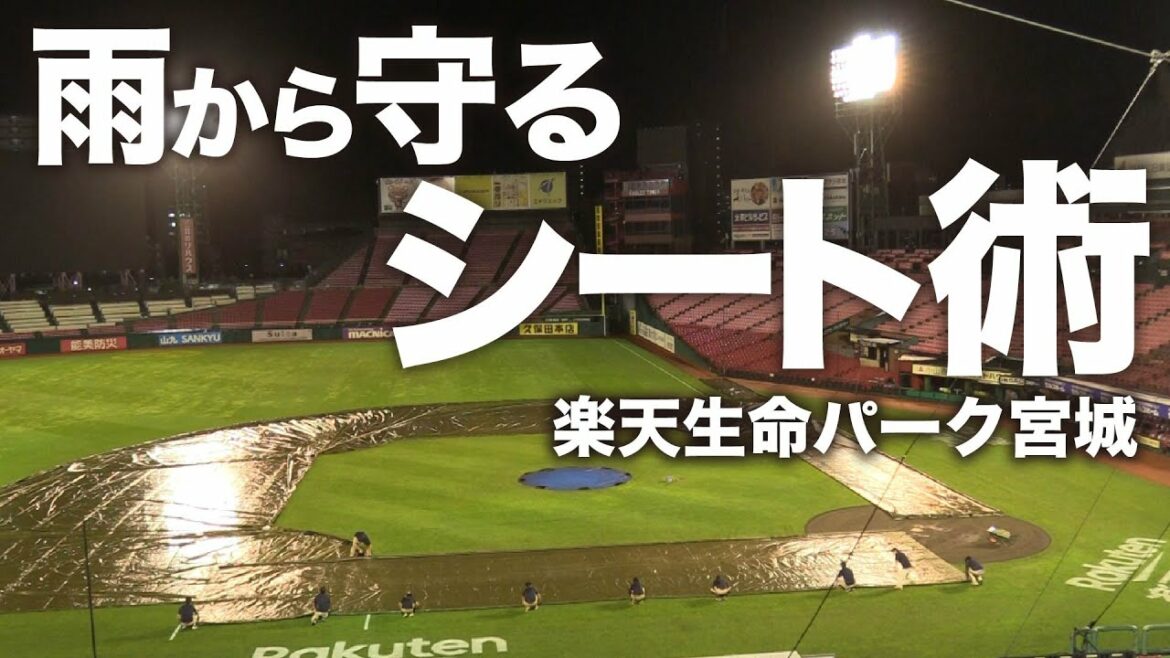 Tohoku-Rakuten-Golden-Eagles: 【初公開!】降雨からグラウンドを守る最強のシート術!