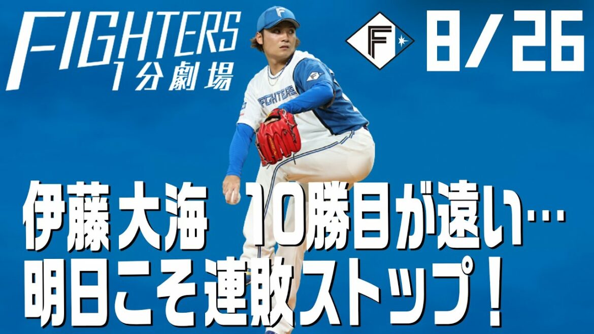 Hokkaido-Nippon-Ham-Fighters: 【ファイターズ1分劇場】 伊藤大海10勝目が遠い…明日こそ連敗ストップ