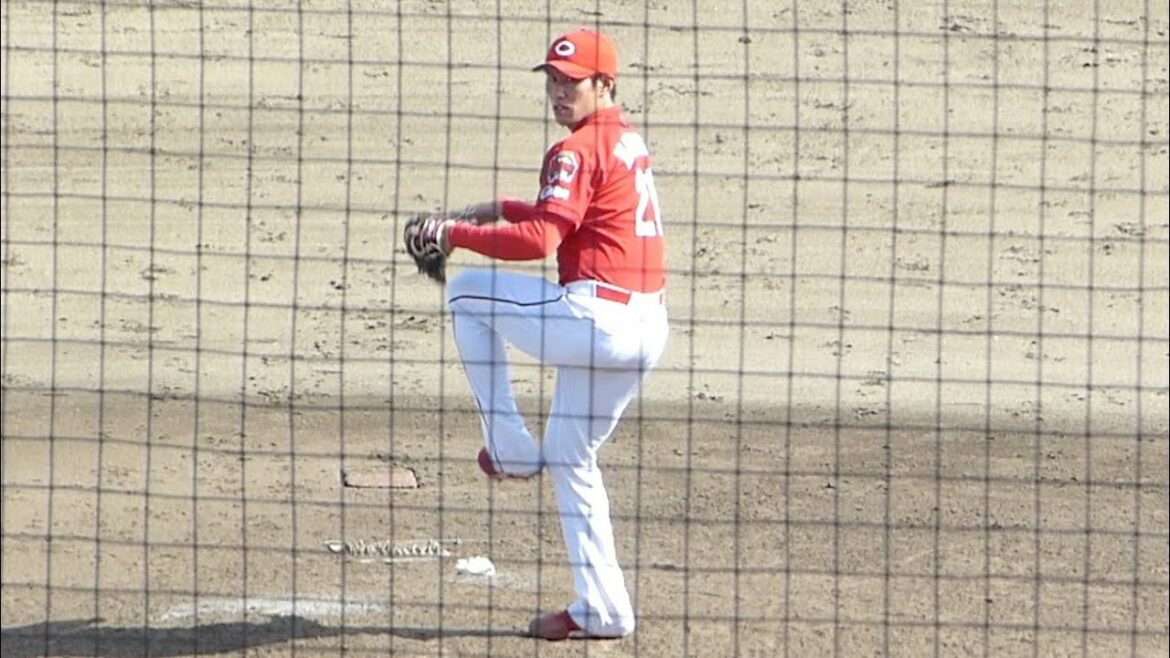 中田廉ピッチング練習 投球フォーム 投げ方【2022年 広島カープ対中日ドラゴンズ プロ野球 2軍ファーム戦 ウエスタンリーグ ナゴヤ球場】