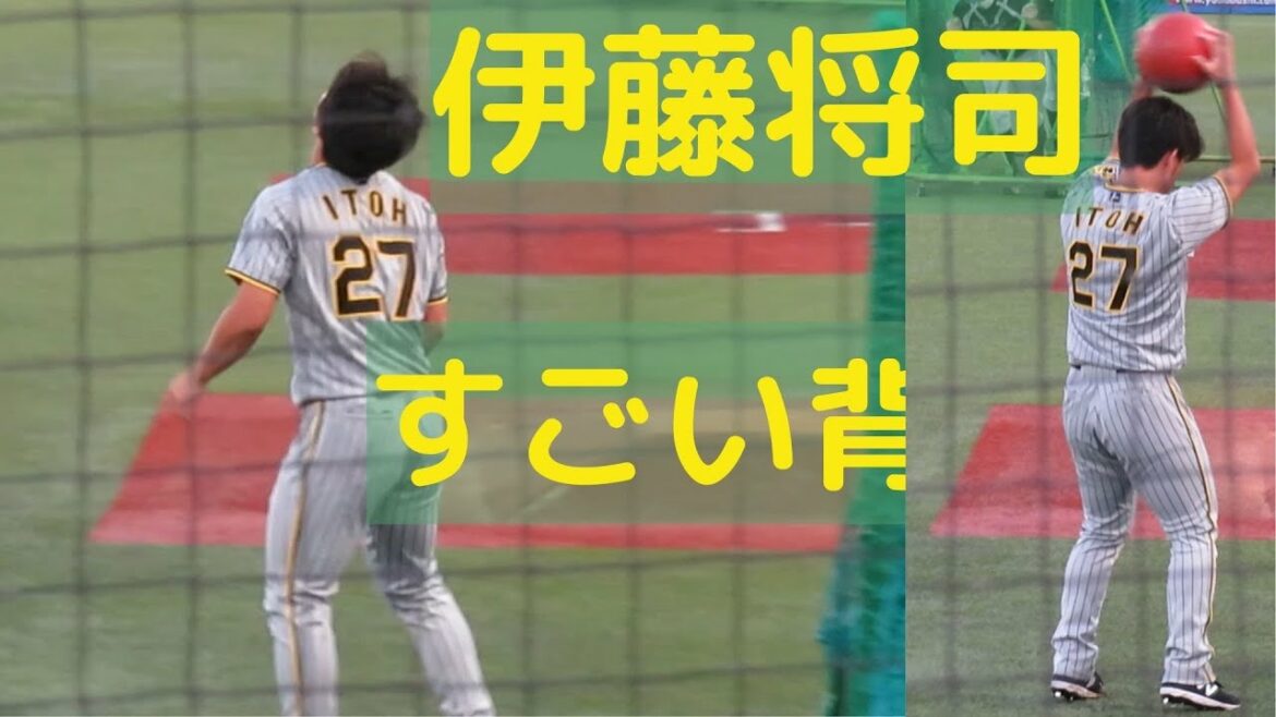 伊藤将司 背筋力がすごい!重いボールを高く遠くに投げる 2022-9-28