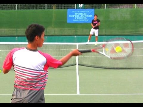 望月勇希インターハイ王者 vs 田中優之介 – 練習!【世界スーパージュニアテニス・OSAKA MAYOR'S CUP Tennis2015】
