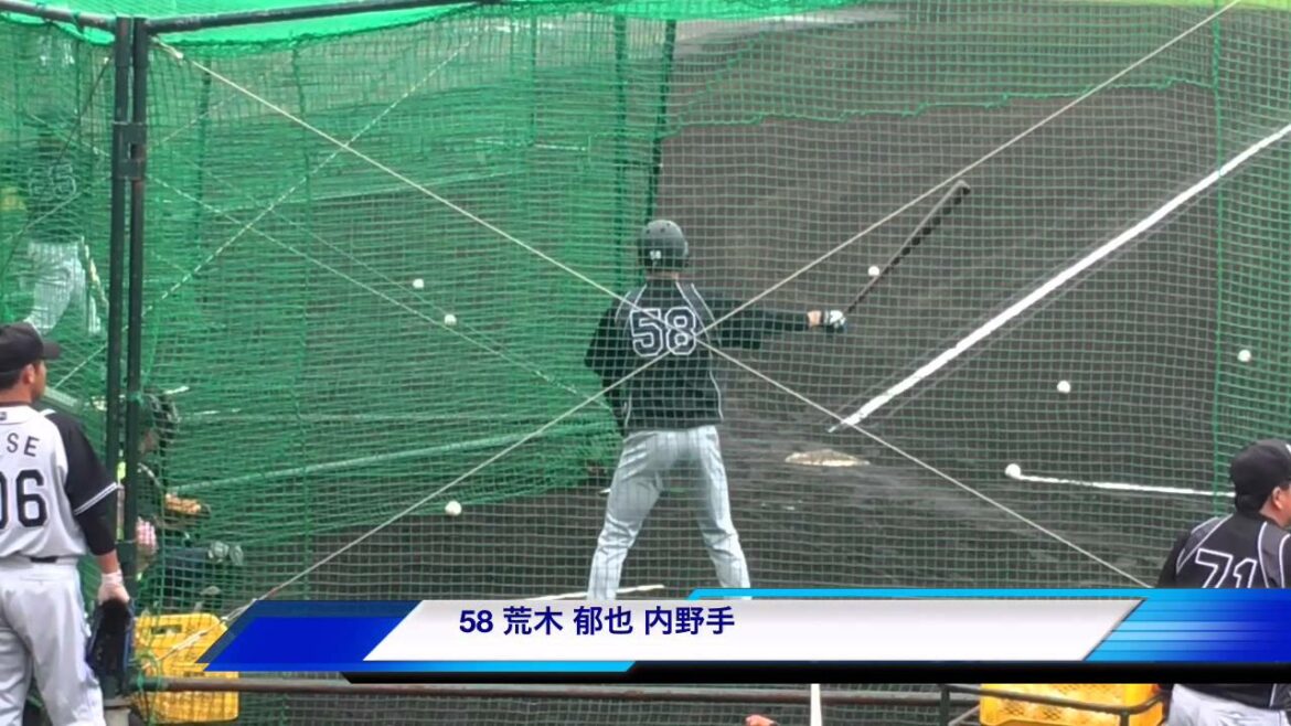 阪神タイガースキャンプ019 沖縄 58荒木郁也 トスバッティング