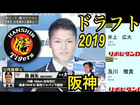 【野球】阪神タイガース 2019年 ドラフト1位は創志学園・西純矢投手!2位は履正社・井上広大、3位は横浜・及川雅貴。/ プロ野球ドラフト会議(リポビタンD)