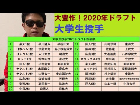 2020年ドラフト指名選手大学生投手指名順考察