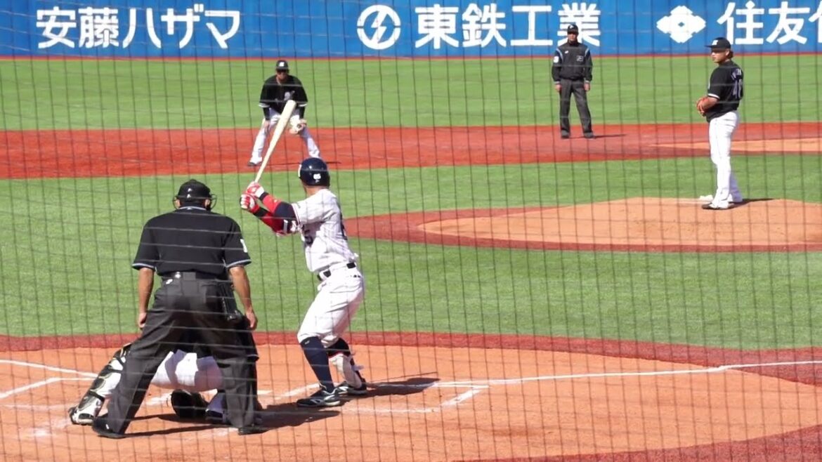 2023/3/14(火) 松本友 レフト前タイムリーヒット(打点1)打席(2回裏) vs 岩下大輝(千葉ロッテマリーンズ)