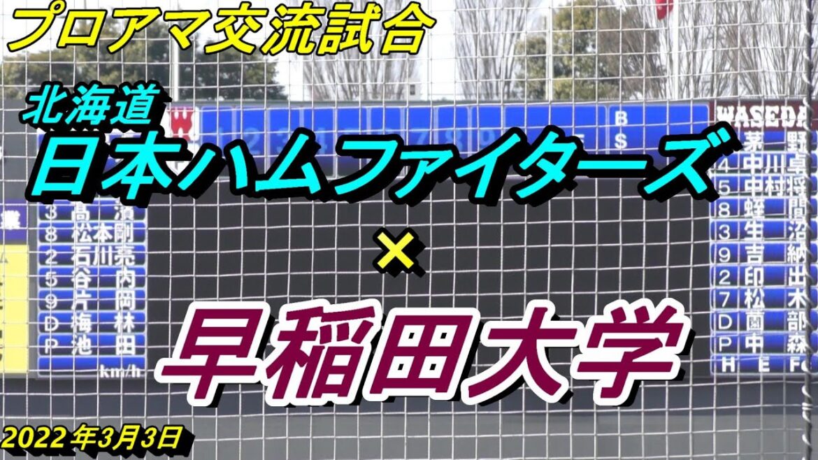 【ダイジェスト】プロアマ交流試合 早稲田大学×北海道日本ハムファイターズ(ファーム)2022年3月3日 鎌スタ