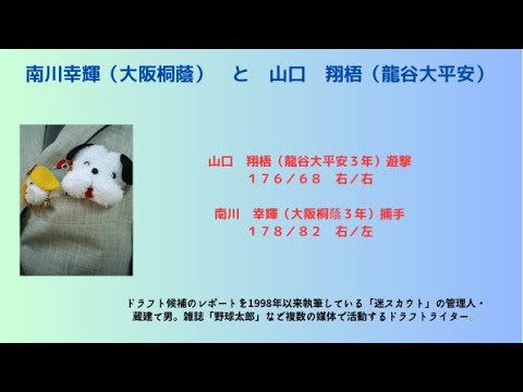 山口 翔梧(龍谷大平安3年)遊撃 と南川 幸輝(大阪桐蔭3年)捕手(字幕編集済み)