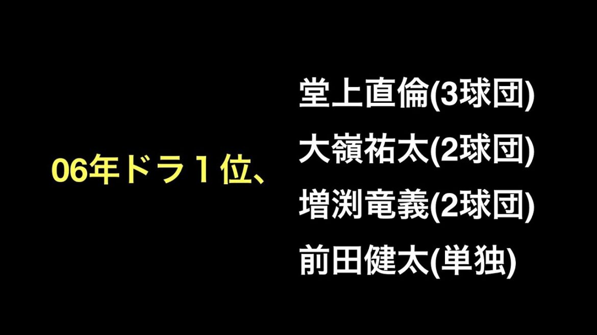 06年ドラ1位、堂上直倫3球団,大嶺祐太2球団,増渕竜義2球団,前田健太単独【野球】