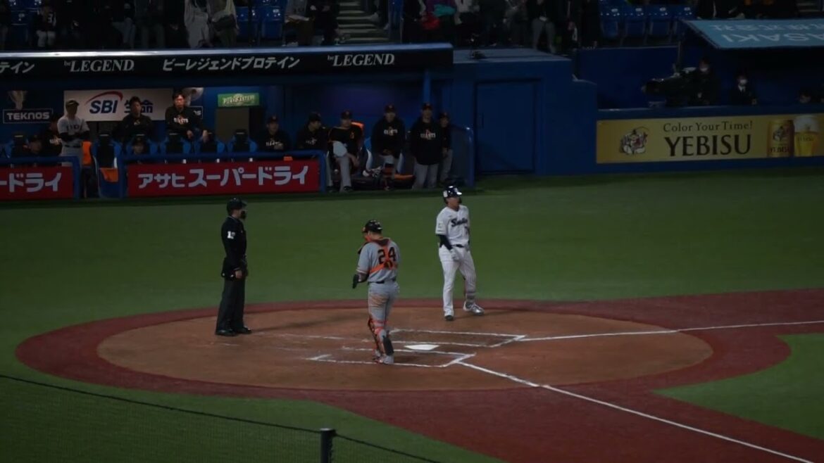 2023/4/23(日) 赤羽由紘 空振り三振 打席(7回裏) vs 直江大輔(読売ジャイアンツ)