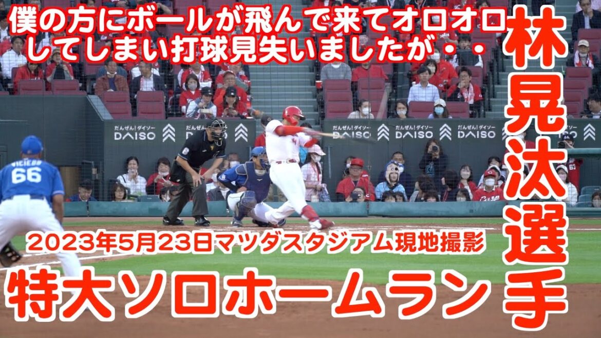 マツダスタジアム5月23日林 晃汰選手ソロホームラン【林 晃汰選手の打球が僕の方に飛んできましてオロオロしてしまいました^^;】★現地撮影★