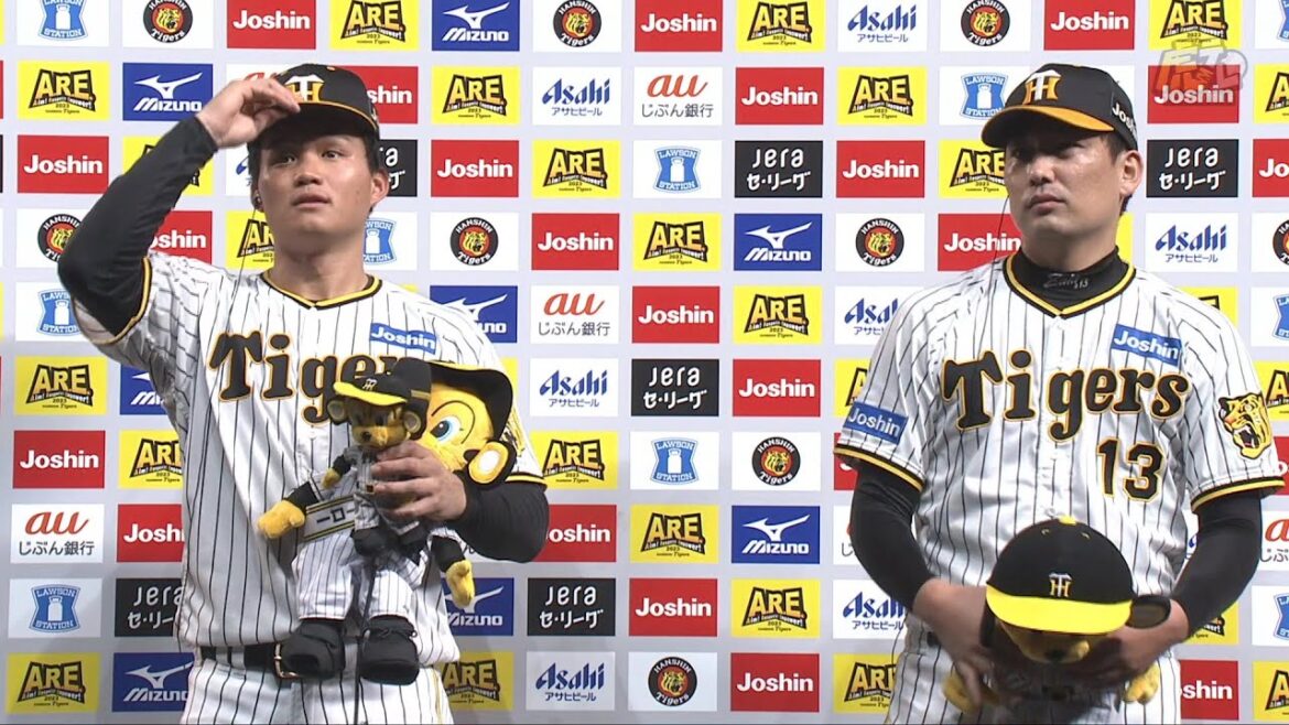 Hanshin-Tigers: 【#森下翔太 選手、#岩崎優 選手のヒーローインタビュー、#岡田彰布 監督インタビュー】 7月9日(日) 阪神vsヤクルト(甲子園)