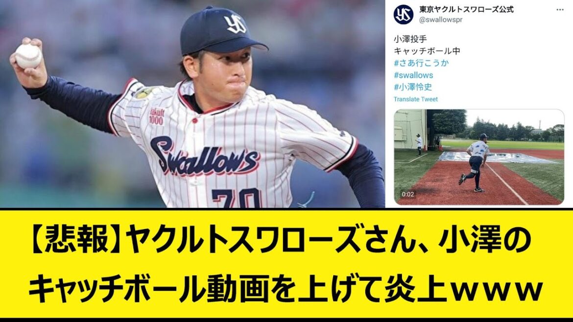 【悲報】ヤクルトスワローズさん、小澤のキャッチボール動画を上げて炎上www【バウアー音声、バウアーボイス】【なんJ、なんG】【5ch、2ch】【プロ野球、阪神タイガース、梅野、骨折、岡田監督、今野】
