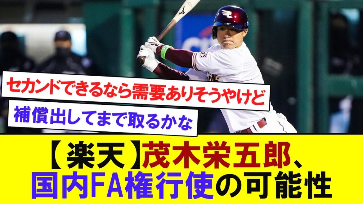 【楽天】茂木栄五郎、国内FA権行使の可能性が浮上 【なんJなんG反応】