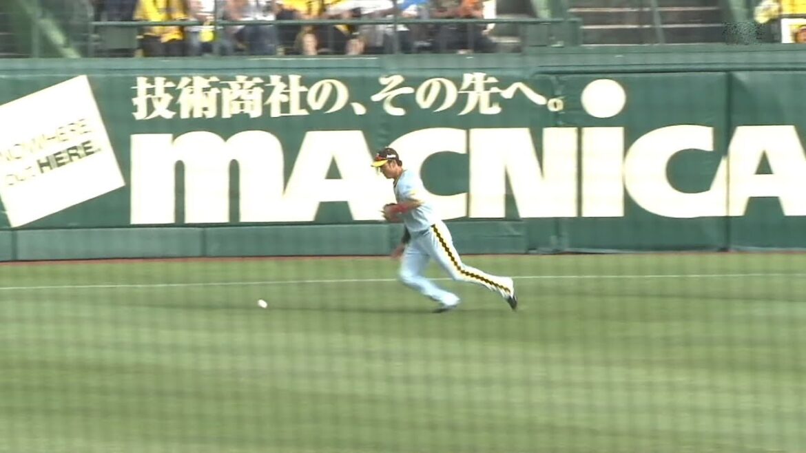 【珍プレー】 巨人 長野 レフトゴロ併殺(7-5-4) 中谷 2018/5/27 阪神 vs. 巨人@甲子園 【トリックプレー】