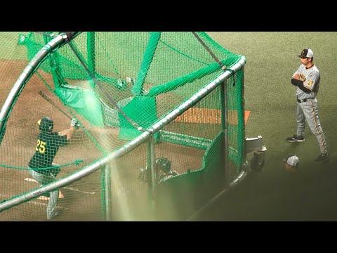 【阪神】渡辺諒、今岡打撃コーチの注目独り占めで打撃練習!9月24日 阪神vs中日