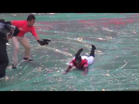 雨天中止恒例のヘッドスライディングで1、2、サントス!(2017.8.1)