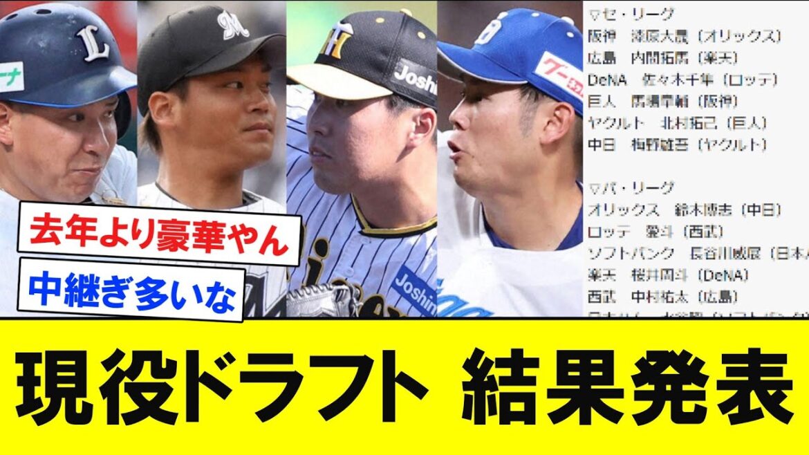 現役ドラフト 結果発表 【プロ野球反応】
