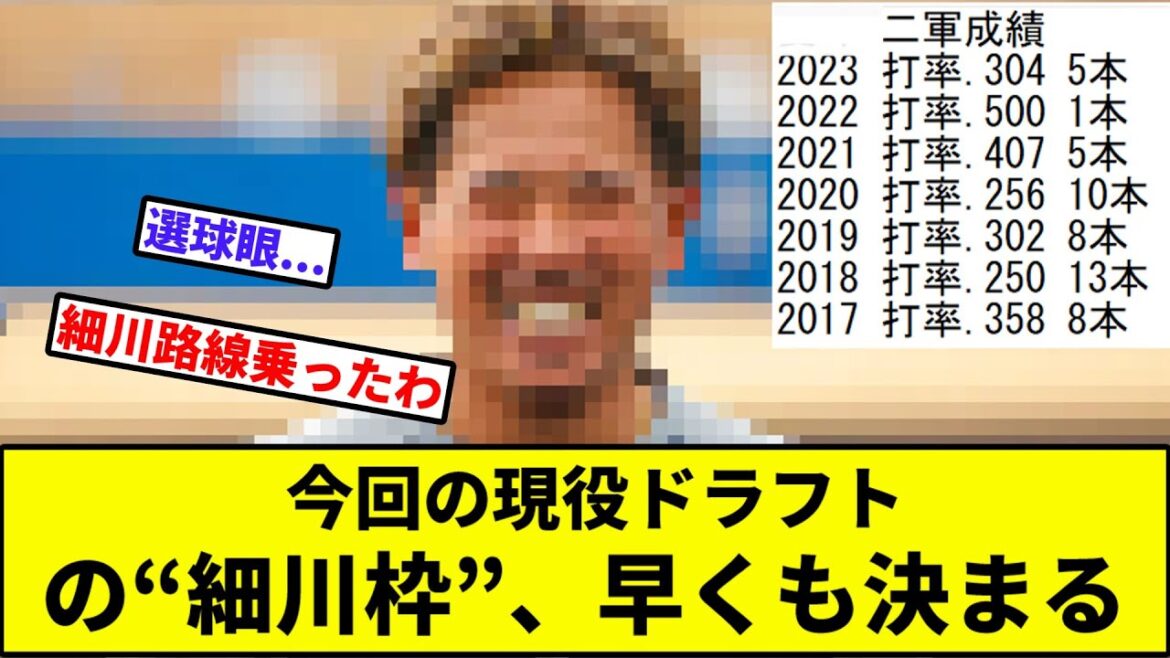 【帝王】今回の現役ドラフトの“細川枠”、早くも決まる【なんJ反応】【プロ野球反応集】【2chスレ】【1分動画】【5chスレ】【愛斗】【細川】【大竹】【ロッテ】【西武ライオンズ】【ソフトバンク】