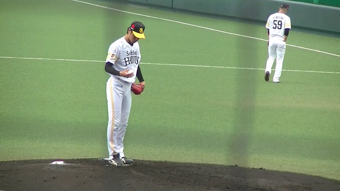 2018　春季教育リーグ　ホークス　136中村晨投手　横から走者なし