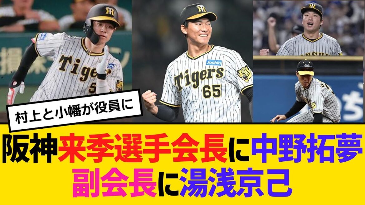 阪神・来季選手会長に中野拓夢副会長に湯浅京己、新たに村上頌樹と小幡竜平が役員に　【2ch】【5ch】【反応】
