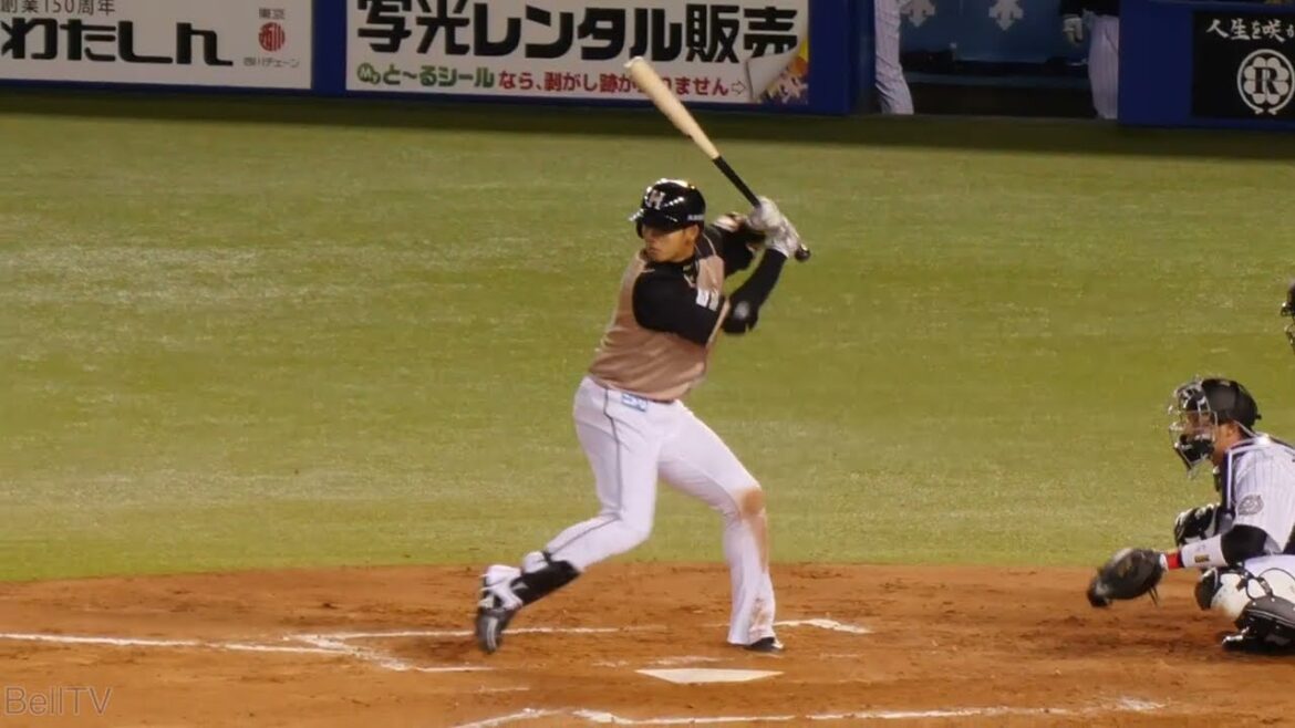 谷口雄也 打席でのルーティーン&バッテイングフォーム&バッテイング（レフト前ヒット） 北海道日本ハムファイターズ