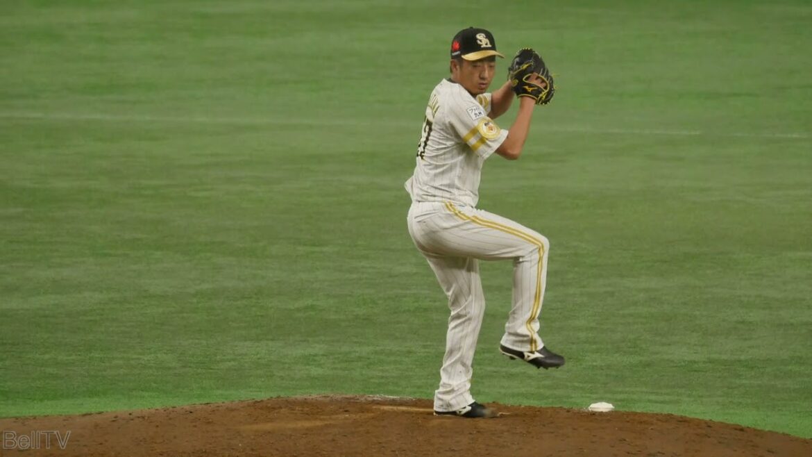 福岡ソフトバンクホークス嘉弥真新也 投球フォーム（スローモーション）【ランナーのいる時】