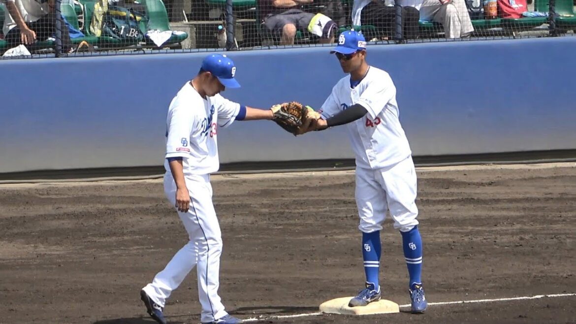 【2軍】5-5-3と5-4-3、2つの併殺を完成させた34歳・堂上の安定感抜群の守備！（2023年9月7日）