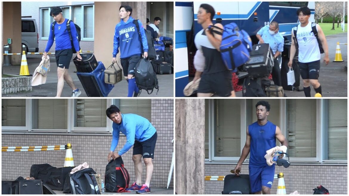 フェニックス・リーグでの出待ち。松木平・野中・加藤翼・村松・山浅・福永・味谷・ブライト（2023年10月21日）