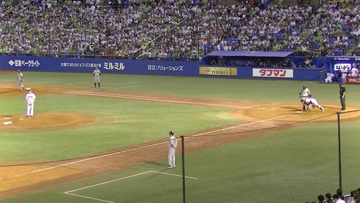 マクガフ 9回表1死1,2塁で若林晃弘を空振り三振に抑える20190928