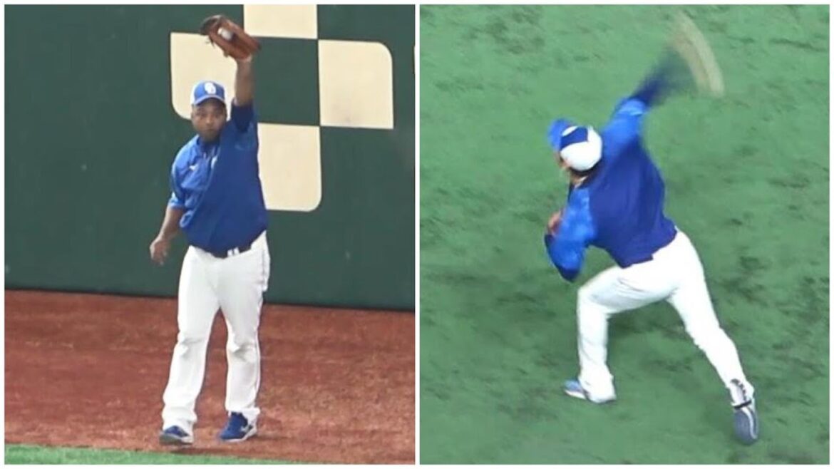 制球力抜群な髙橋宏斗の遠投6球。ルイスさん、ほぼ動かずキャッチ！（2023年4月1日）