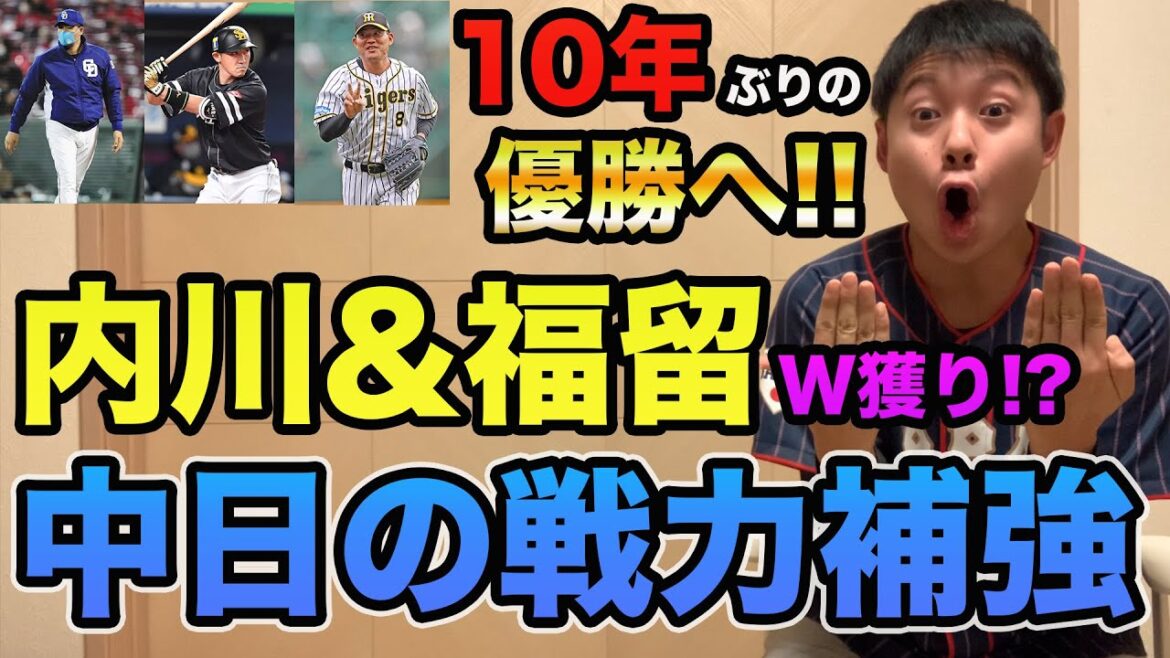 【10年ぶりの優勝へガチ補強】中日が内川&福留W獲りの可能性も!? 助っ人も2名欲しい!!【プロ野球 中日】