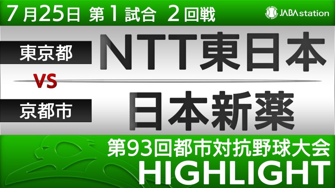 第93回都市対抗ハイライト【7/25 第1試合】NTT東日本 vs 日本新薬