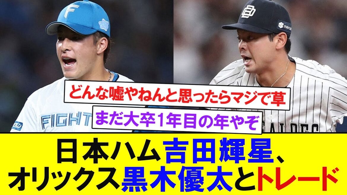 日本ハム・吉田輝星、オリックス・黒木優太とトレード 【プロ野球反応】 日本ハム・吉田輝星、オリックス・黒木優太とトレード 【プロ野球反応】