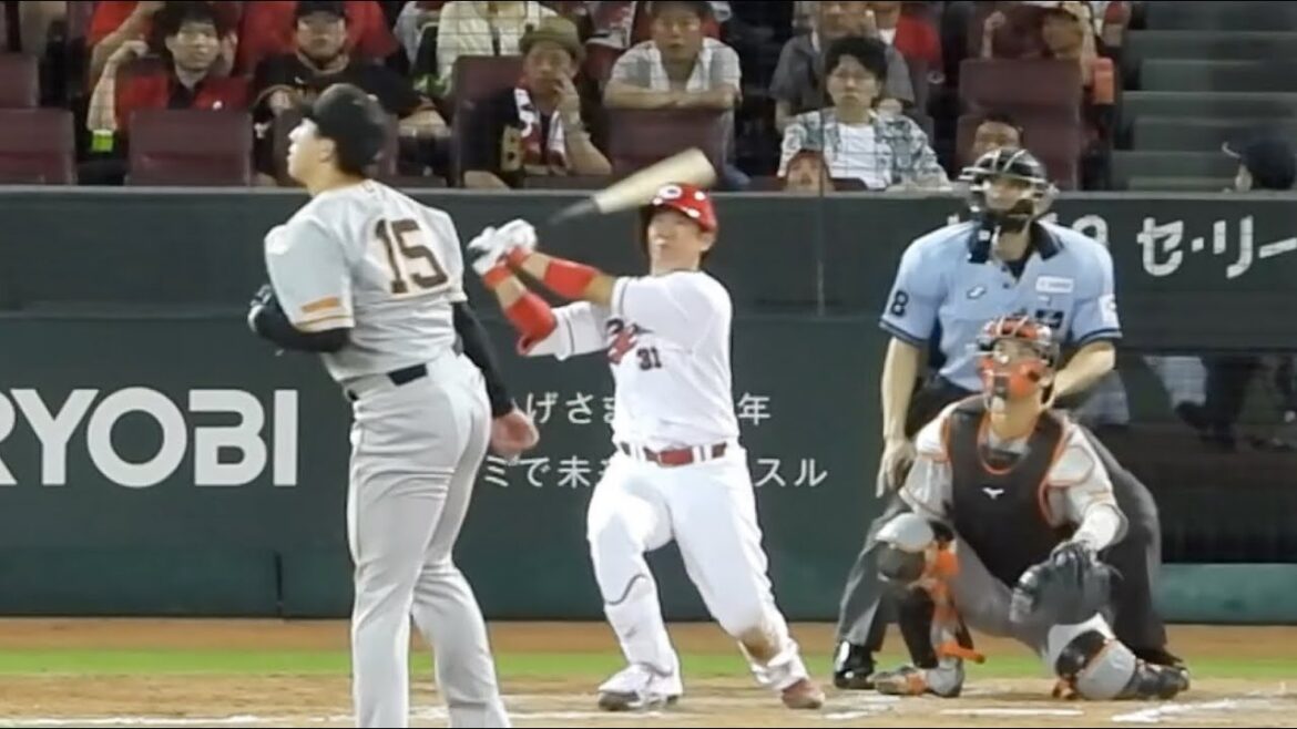 坂倉将吾が意地を魅せる、大勢から打った瞬間の第6号ソロホームランを放ち盛り上がる 広島カープ2023年6月23日