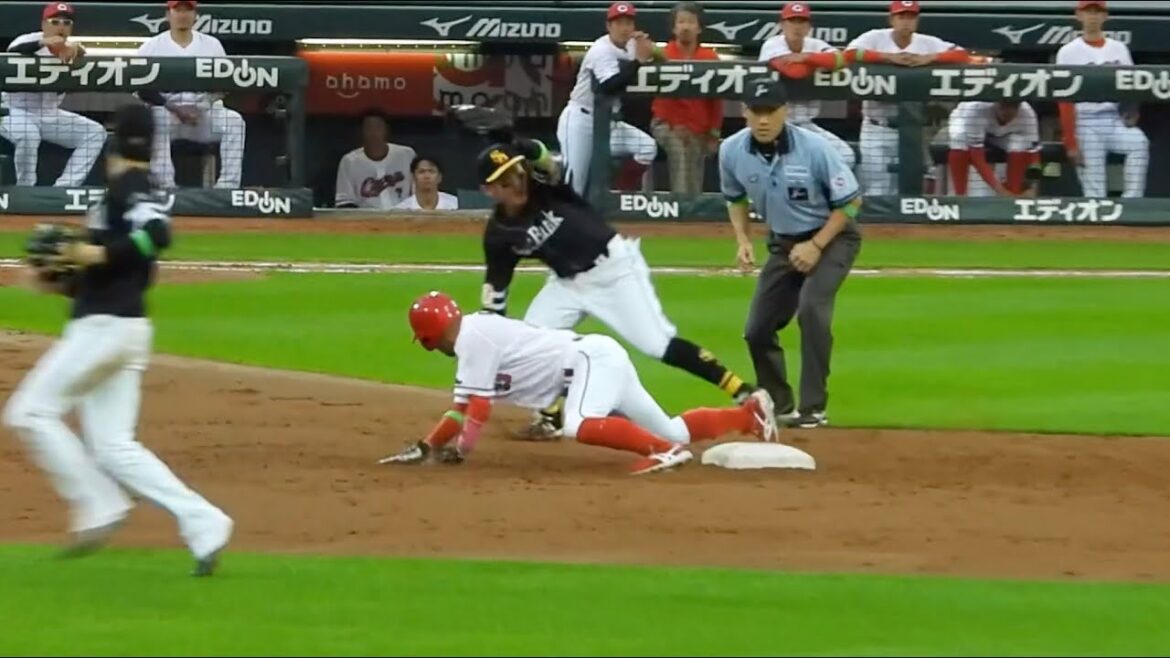 走る菊池涼介、タッチをかいくぐりセーフ判定！2018年日本シリーズの借りを返す盗塁決めた 広島カープ2023年6月2日
