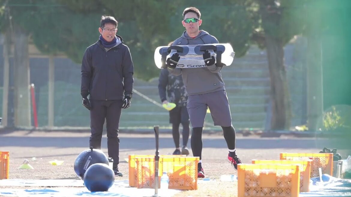 広島カープ 秋山翔吾 下田市自主トレ　ウォームアップ編その①　2024.1.7
