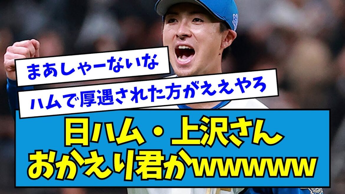 【悲報】日ハム・上沢直之さん、おかえり君かwwwwwwwww【なんJ反応】