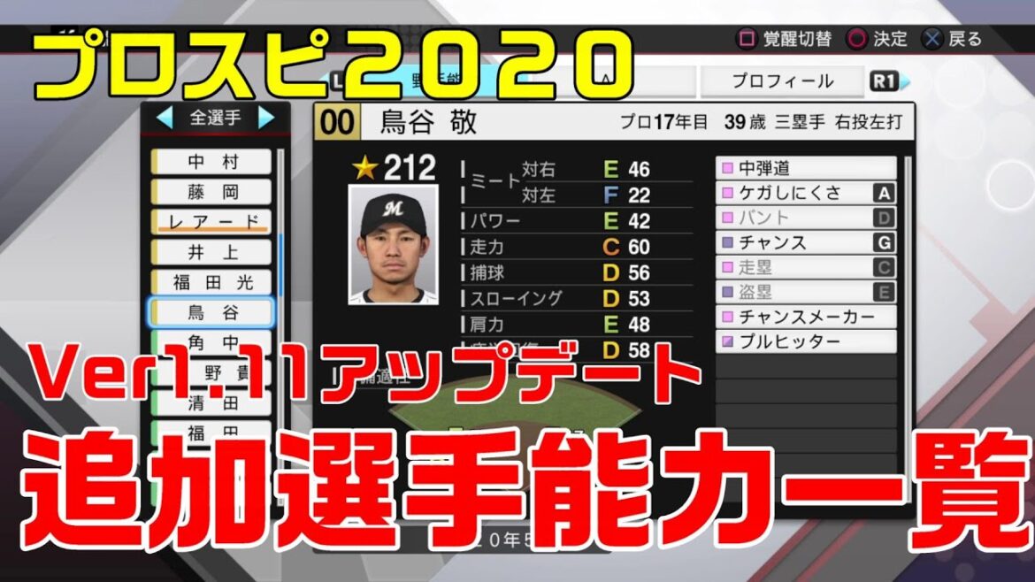【プロスピ2020】リチャード・鳥谷・モタなど新選手追加 追加選手能力一覧 アップデートVer1.11 【プロスピ2020】リチャード・鳥谷・モタなど新選手追加 追加選手能力一覧 アップデートVer1.11
