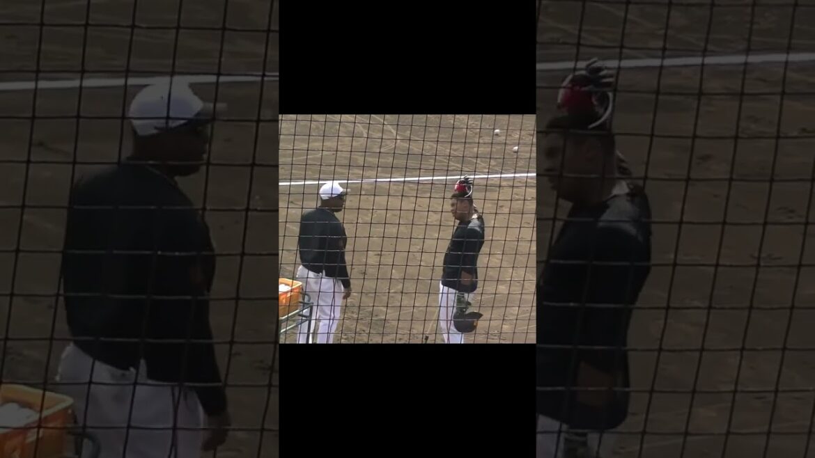 【巨人 秋季練習】オコエ瑠偉 ウィーラーにバッティングを教わる姿　2023年10月14日ジャイアンツ球場