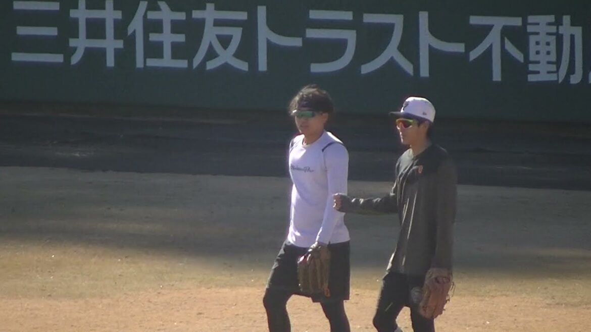 ジャイアンツ外野守備練習〜笹原操希 舟越秀虎の姿  2024年1月18日 読売ジャイアンツ自主トレ