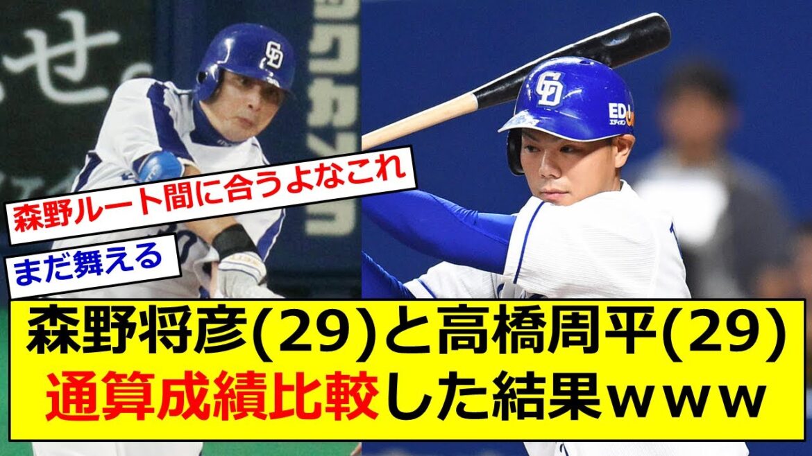 森野将彦(29)と高橋周平(29)通算成績比較した結果ｗｗｗ【なんｊ反応】