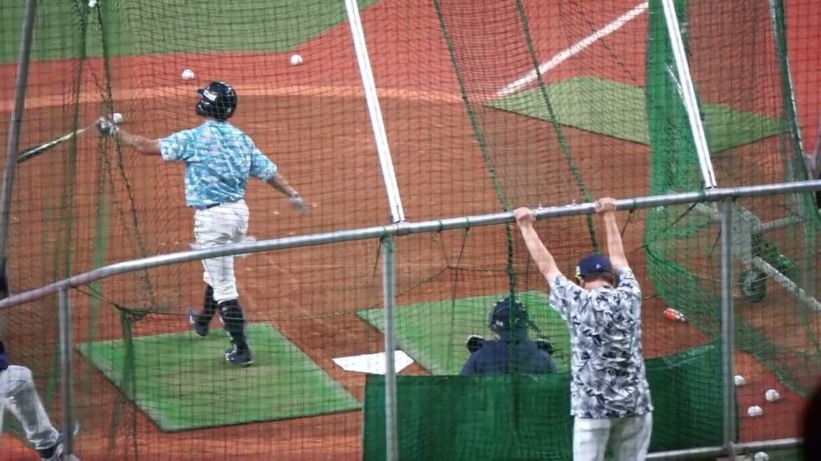 2022/10/26(水) フリーバッティング(試合前) 並木秀尊、古賀優大(東京ヤクルトスワローズ)