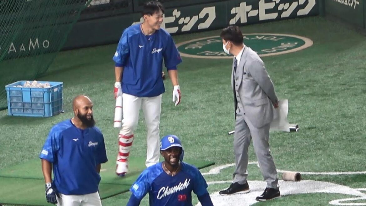 誰かに突然話しかけられ振り向いたら井端さん。大島ニッコリ（2023年4月2日）