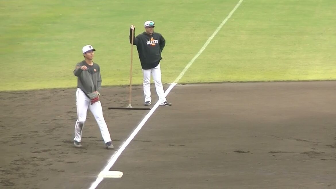 誰が一番上手い？巨人 北村流音 岡本大翔 加藤廉サードでノック〜ジャイアンツ球場 2023年11月11日