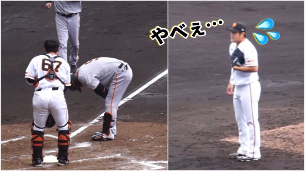 中島宏之に死球で焦る堀岡隼人…騒然となる場内…読売ジャイアンツ春季キャンプ 2023/03/02