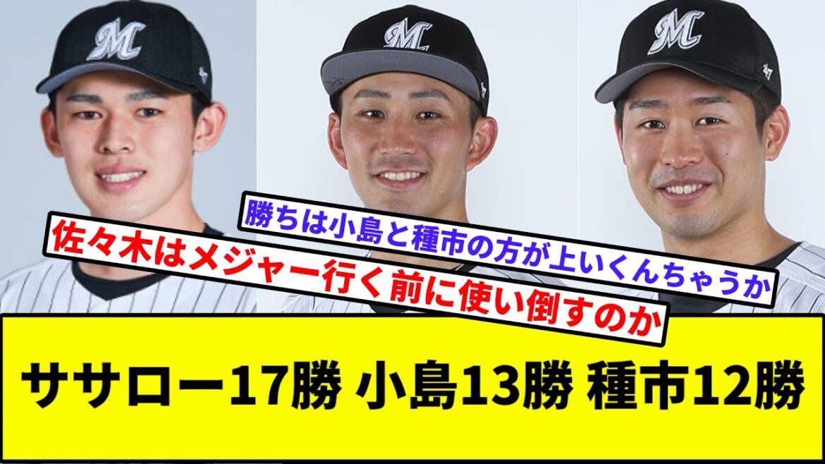 【今年を予想民】佐々木朗希17勝 小島和哉13勝 種市篤暉12勝【なんJ反応】【プロ野球反応集】【2chスレ】【1分動画】【5chスレ】【千葉ロッテマリーンズ】【吉井】