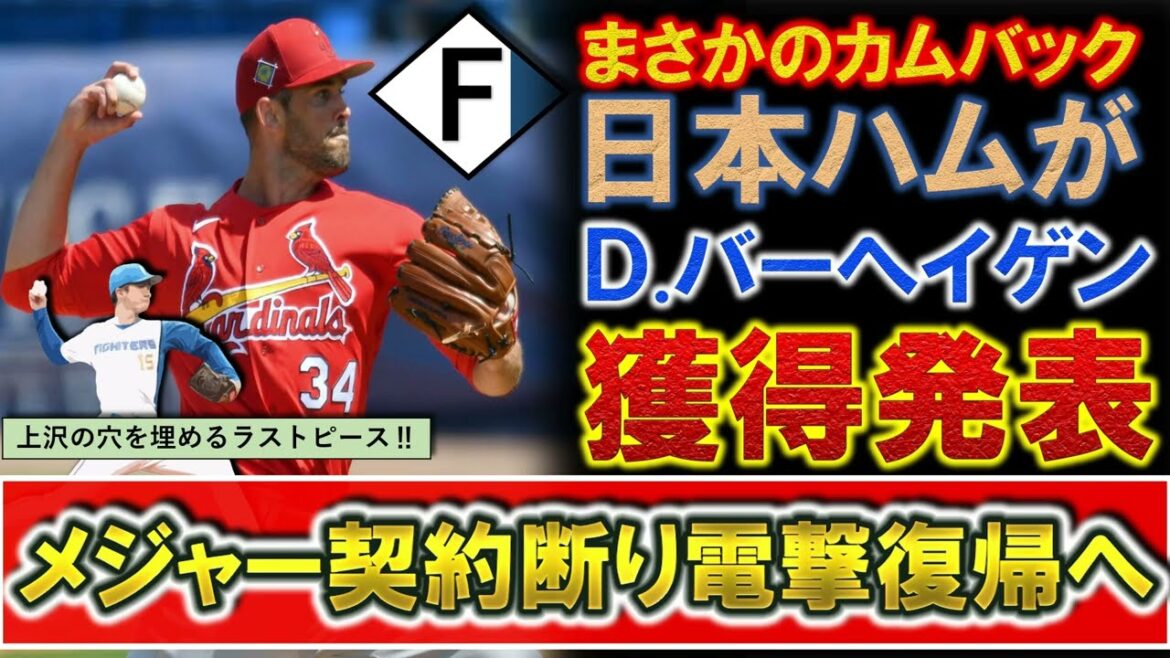 【上沢の穴を埋めるに適任！？】日本ハムが『ドリュー・バーへイゲン』の獲得を発表！２０２１年まで日本ハムでプレーし昨季ＭＬＢで６０登板＆防御率３点台を記録した頼れる助っ人が電撃復帰！