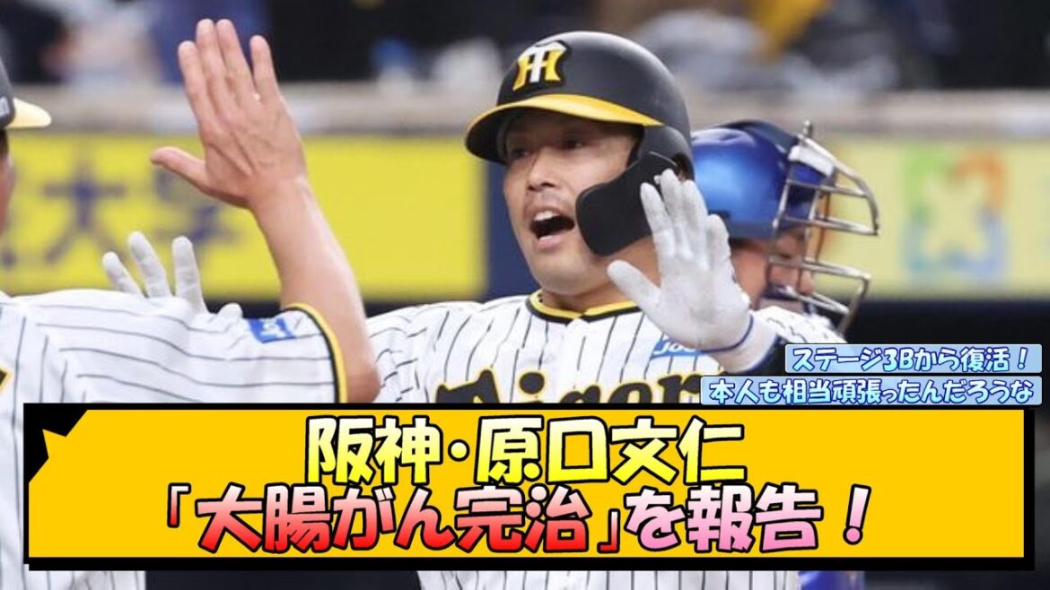 阪神・原口文仁、大腸がん「完治」を報告！【なんJ 反応 まとめ】