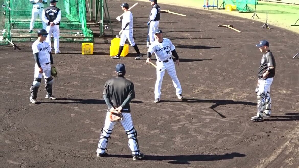 2024年1月 くふうハヤテ 春季キャンプ 捕手陣の練習風景