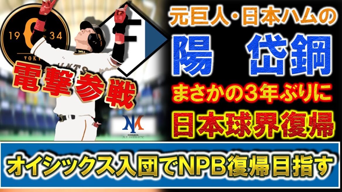 【まさかの電撃参戦！】元巨人・日本ハムの『陽岱鋼』が３年ぶり日本球界復帰へ！今季から２軍新規参入球団のオイシックス新潟アルビレックスＢＣ入りで３７歳ベテランがＮＰＢ復帰を目指す！